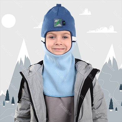 картинка Детская шапка шлем для ребенка мальчика демисезонная теплая на осень в полоску Just be cool