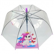 картинка Зонт детский для девочек и мальчиков прозрачный с изображением сказочных героев и свистком
