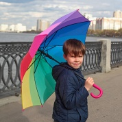 картинка Зонт детский для мальчиков и девочек Радужный с прямой кромкой