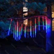 картинка Новогодняя светодиодная гирлянда уличная Тающие Сосульки бегущие огни 8 ламп с коннектором