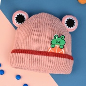 картинка Вязаная детская шапка бини для новорожденного малыша девочки и мальчика демисезонная Лягушка