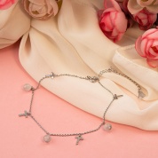 картинка Браслет на ногу (анклет) с подвесками-крестами в стразах из бижутерного сплава