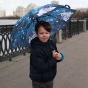 картинка Зонт трость детский с милыми котятами с цветной ручкой