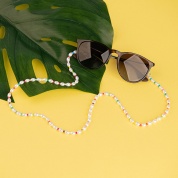 картинка Цепочка-держатель для очков из бисера с парой силиконовых коннекторов и карабином