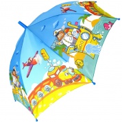 картинка Зонт трость детский Веселый транспорт с цветной ручкой