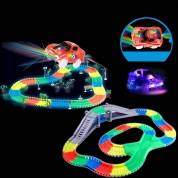 картинка Светящийся гибкий трек 5 метров Racing track "Night light" 338 деталей 2 гоночные машинки (Magic Tra