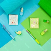 картинка Детский канцелярский подарочный набор для школьника 4 в 1 Авокадо