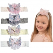 картинка Детская повязка на голову для новорожденной малышки с крыльями ангела