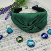 картинка Женский широкий атласный ободок чалма для волос с узлом