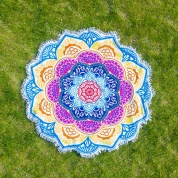 картинка Круглое пляжное покрывало-коврик с бахромой 150 см (микрофибра)  Beach Towel Мандала