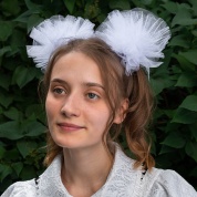 картинка Детские пышные праздничные банты в сетку 2 шт. для девочки на резинке в школу, 15 см