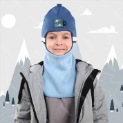 картинка Детская шапка шлем для ребенка мальчика демисезонная теплая на осень в полоску Just be cool