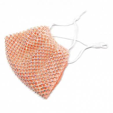 Маска для лица многоразовая тканевая со стразами в сетку для взрослых