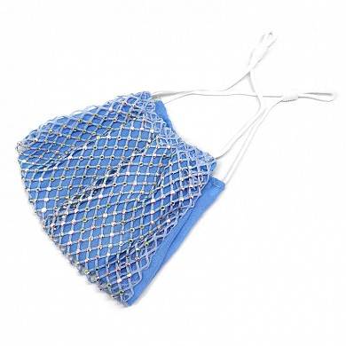 Маска для лица многоразовая тканевая со стразами в сетку для взрослых